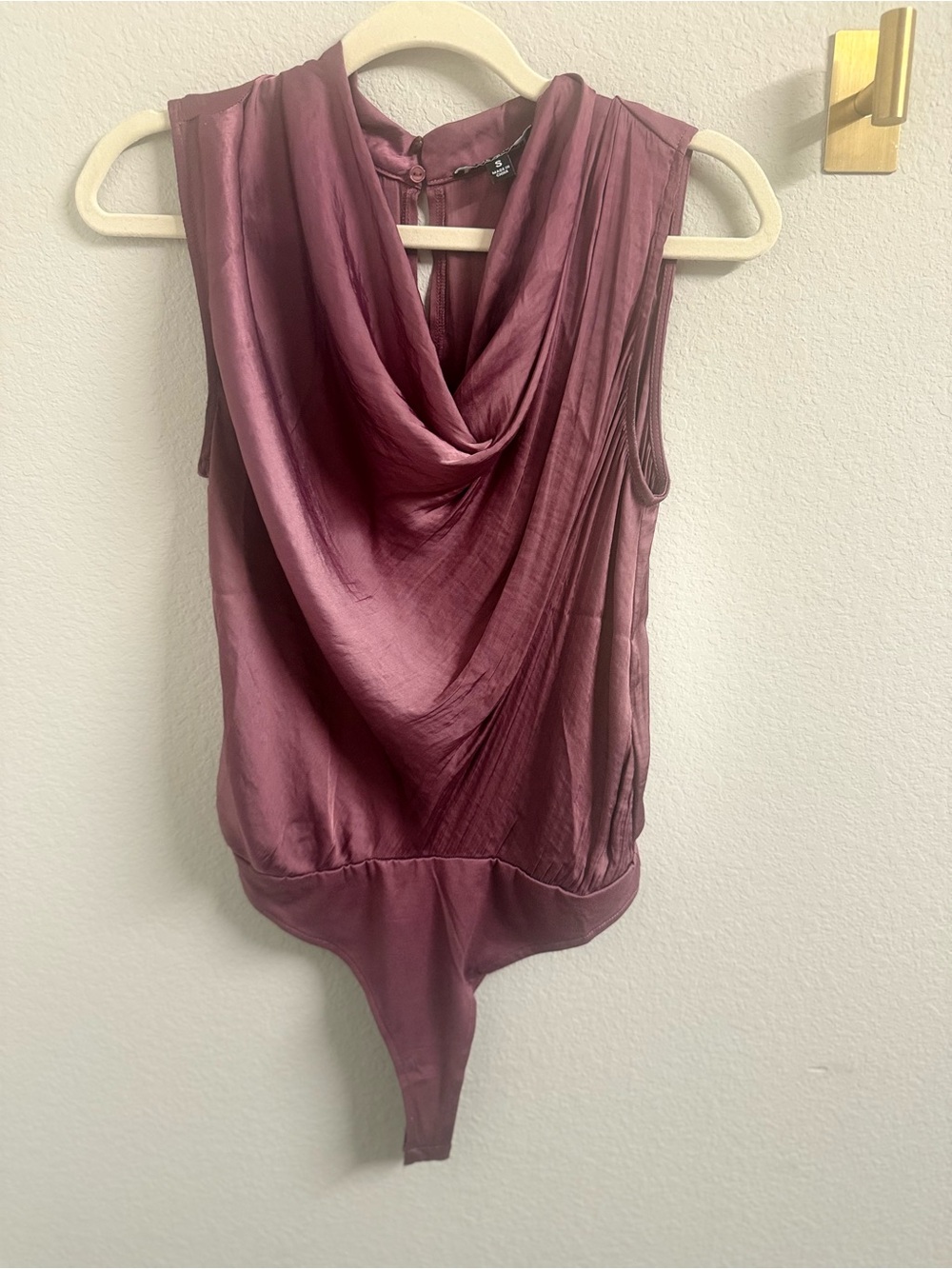 Steve Madden Women's Jayde Cowl Neck Satin Bodysuit
